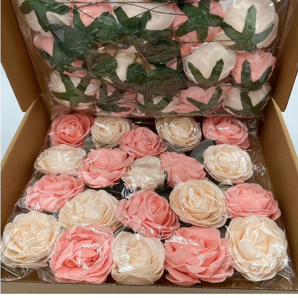 B Tophouse Artificial Foam Roses Pink Ivory New DIY Wedding Decor